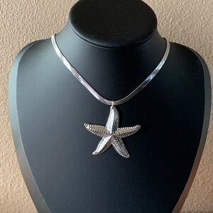 Silver Starfish Pendant Necklace